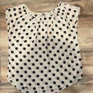Lauren Conrad Sheer Dress Top Size Medium White Black Polka Dot Bow Layers Flowy